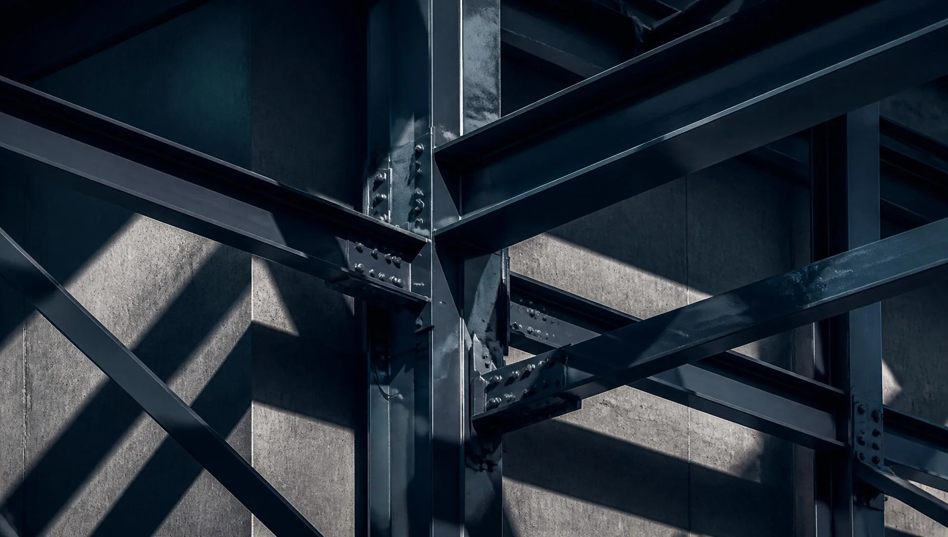 Structural steel framework of an industrial facility